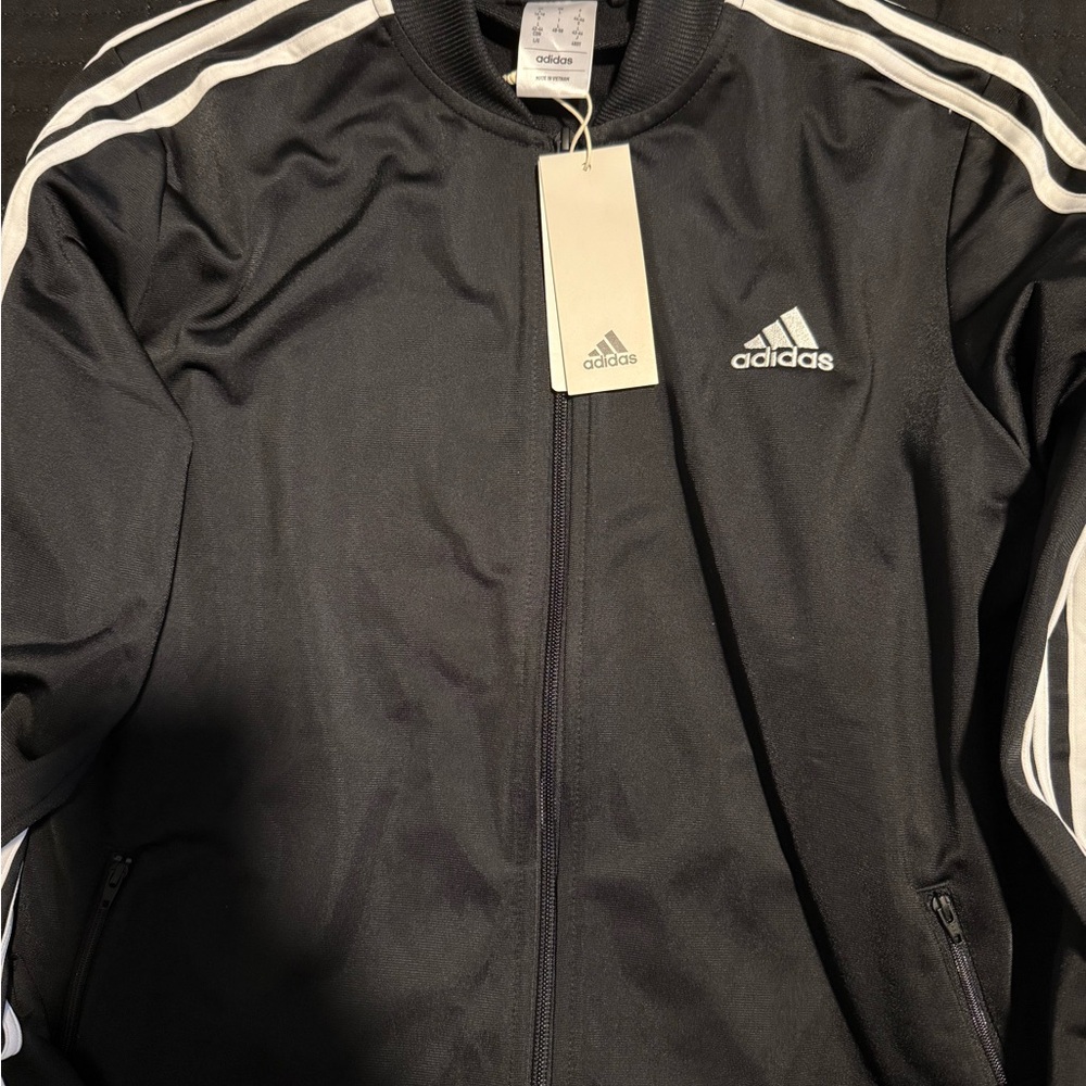 Adidas Women's Black and White Track Jacket and Joggers - Picture 3 of 5